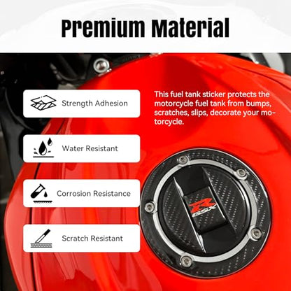 GSXR Motorcycle Tank Pad for Suzuki GSXR600 GSXR750 GSXR1000 Gas Tank Pad Protector Fuel Cap Decal Anti Slip Carbon Fiber Pattern Fuel Tank Sticker (18BK) - size: 18BK