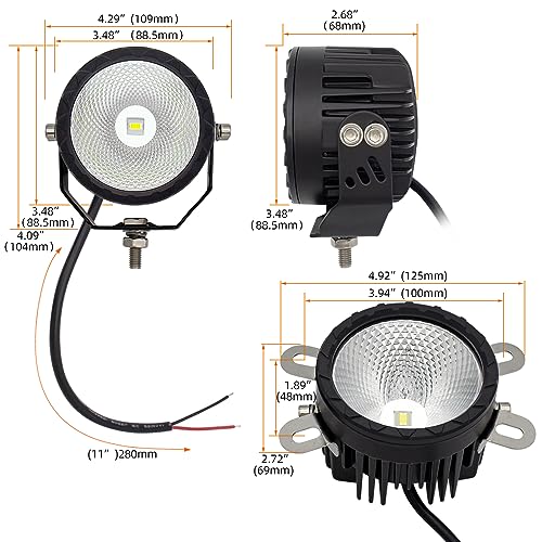 STDYSUN Round LED Offroad Driving Fog Lights Pod Lights 2Pcs 3.5Inch Flood Beam Motorcycle Fog Lights Work Auxiliary Lights Ditch Bumper Lights fit for Car Truck ATV UTV Motorcycle Golf Pick-up,black - size: Round White Flood