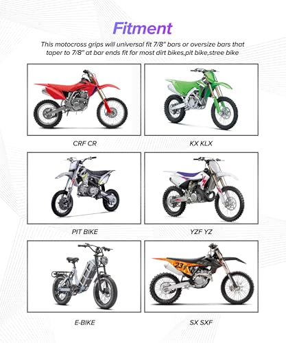 Dirt Bike Grips,Car Accessories Universal 7/8" Motorcycle Grips,Rubber Anti-Slip Throttle Bar Grip,Suitable for CRF50 CRF70 CRF80 XR50 XR100R CRF125 CRF100 CRF150F CRF230F (Gray) - color: Gray