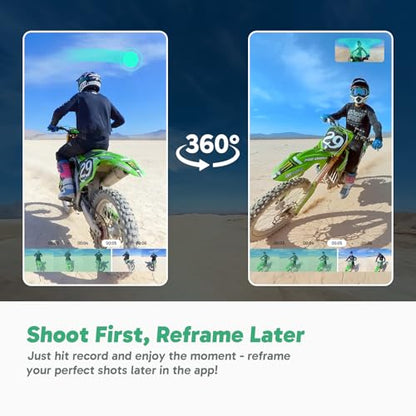 AKASO 360 Action Camera Motorcycle Combo- 5.7K 360 Video with 1/2" 48MP Sensors, 72MP 360 Photo, 360-SuperSmooth, Invisible Selfie Stick, 360° Horizon Lock, AI Tracking
