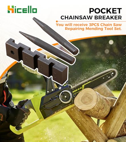 3PCS Pocket Chainsaw Breaker, Chain Saw Repairing Mending Tool Set, Rivets and Link Removal Tool for Punch and Joiner Professional Chain Breaker Joiner Mending Kit