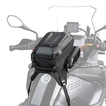 Rhinowalk Motorcycle Tank Bag Waterproof Backpack Hard-shell Expandable Rhinowalk Motorcycle Bags 15-18L Carbon Fiber Black - color: Fiber Black