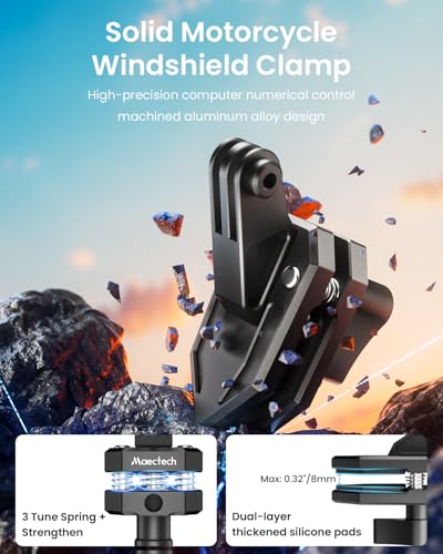 Motorcycle Windshield Clip Camera Mount for Insta360 X5/X4/X3 for GoPro for DJI Osmo Action Motorcycle Mount Clamps for Insta360 X5 Accessories