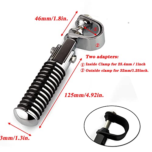 1" (25.4mm) -1.25" (32mm) Motorcycle Highway Engine Crash Bar Guard Foot Pegs Clamp Footrest Mount Rest Rubber For Harley Chopper Bobber Custom (Silver) - color: Silver