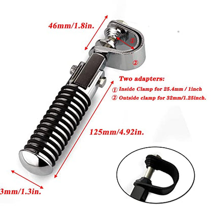 1" (25.4mm) -1.25" (32mm) Motorcycle Highway Engine Crash Bar Guard Foot Pegs Clamp Footrest Mount Rest Rubber For Harley Chopper Bobber Custom (Silver) - color: Silver