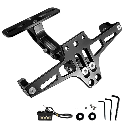 Sutekus Motorcycle License Plate Bracket License Plate Holder Mount Fender Eliminator Kit includes Plate Holder LED Light and Wrenches