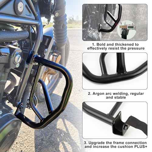 Motorcycle Fall Guard - PSLER Motorcycle Crash Guard Protectors Crash Bar Protectors for Rebel CMX 300 500 Accessories 2017 2018 2019 2020 2021 2022 2023 2024 2025