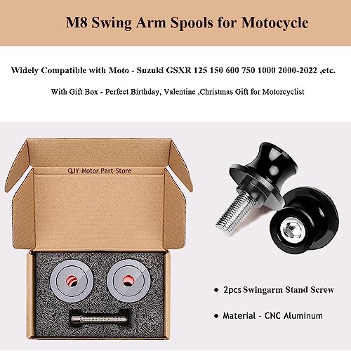 2pcs M8*1.5 Motorcycle Swing Arm Sliders Spools 8mm for S-uzuki GSXR 600 750 1992-2024 GSX-R 1000 2001-2024 GSXS 600 750 1000 GSX-8R GSX-8S 2023 -Black - color: Spool - Black