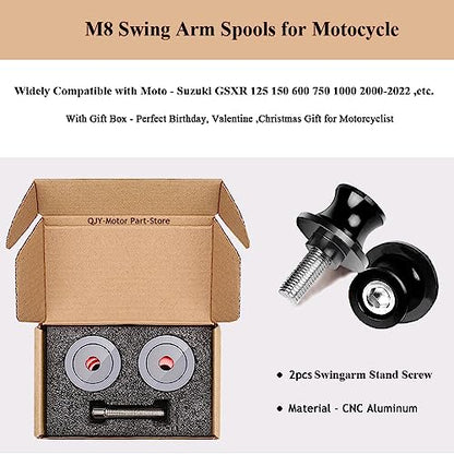 2pcs M8*1.5 Motorcycle Swing Arm Sliders Spools 8mm for S-uzuki GSXR 600 750 1992-2024 GSX-R 1000 2001-2024 GSXS 600 750 1000 GSX-8R GSX-8S 2023 -Black - color: Spool - Black