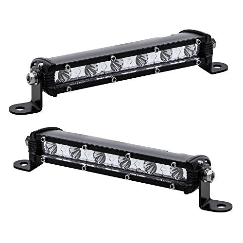 True Mods 2pc 7" Ultra-Slim Single Row Off Road LED Light Bar [1530lm] [18W] [IP68 Waterproof] [12V - 24V] Fog/Driving/Work Lights for Trucks ATV Cars - 30 Degrees Spot Light - color: Spot