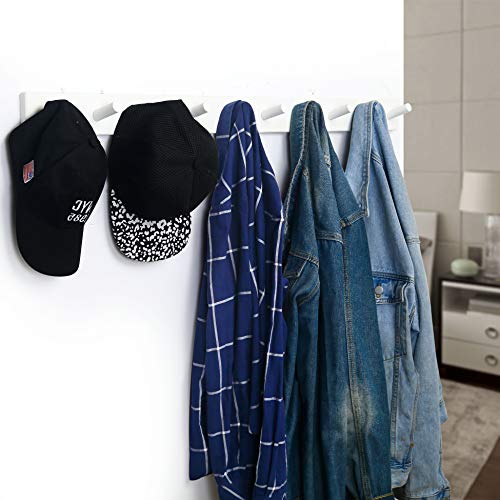 WEBI Coat Rack Wall Mounted,10 Hooks,38" Long Coat Hanger Wall Mount,Peg Rail Hat Hooks for Hanging Caps,Jacket,Clothes,Coats,White,2 Packs - color: White, size: 38 inch(2 Packs)