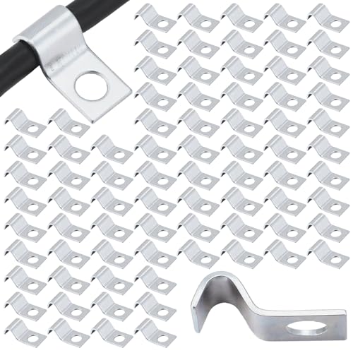 Yaocom 100 Pcs Silver Cable Wire Screw Clips 1/4 Inch, Zinc Plated Steel Clamp Outdoor Cord Clips for Wall Mounting Wire Management - color: Silver, size: 1/4 inch