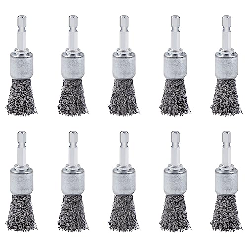 10PCS Wire Brush for Drill, High Carbon Steel Wire Drill Brush Wire Brush, Metal Wire Brush for Drill with 1/4" Hex Shank, Skilled in Handling Metal & Nonmetal Surfaces - style: wire brush