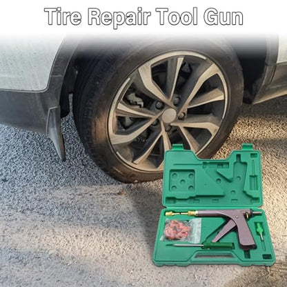 Tubeless Tyre Repair Kit Tire Gun Puncture Valve Removal Tools with Mushroom Plugs for Truck, RV, Jeep, ATV, Tractor,Trailer ect