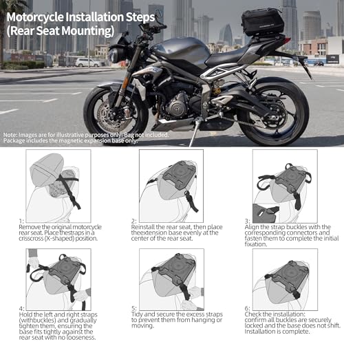 Rhinowalk Motorcycle Tail Bag Magnetic Expansion Base for Quick Release Magnetic Rear Seat Bag