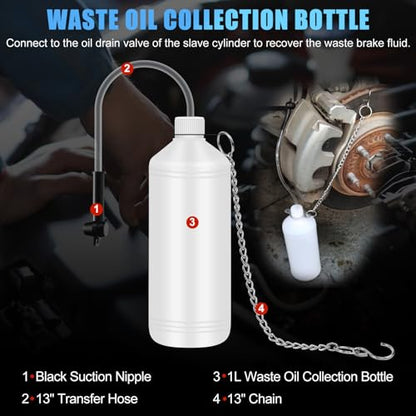 JIFETOR 5L Pneumatic Brake Pressure Bleeder Kit, Air Power Pressurized Master Cylinder Clutch Fluid Bleeding Tool Set with Bleed Machine, Collection Bottle and Adapters, Blue Cylinder - color: Blue Cylinder