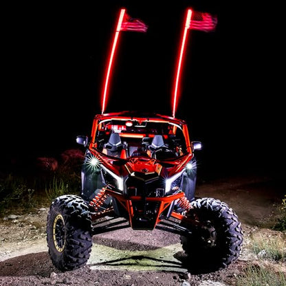 True Mods 6ft RGB LED Whip Light for UTV ATV [RF Wireless Remote] USA Flag Waterproof LED Lighted Whip CB Antenna Pole Stick for RZR Can-Am Polaris SxS 4x4 Quad Dune Buggy 4 Wheeler Accessories - size: 6 ft - Pack of 1