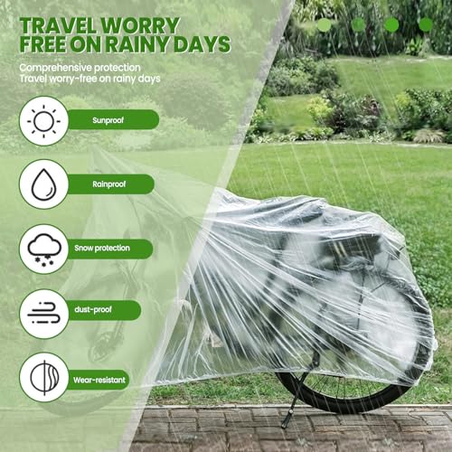 2PCS Motorcycle and Bicycle Cover - Transparent Waterproof + Secure Closure Design - Made of High-Strength Plastic, Lightweight and Portable, Effortless Quick Installation