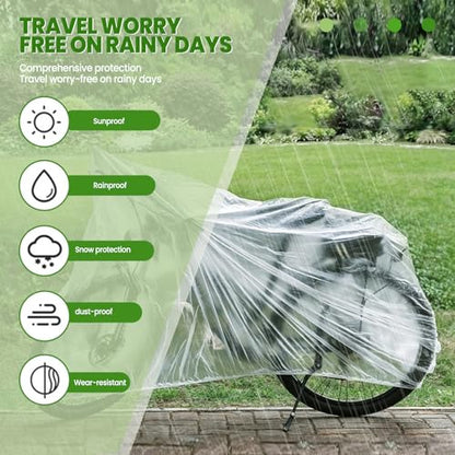 2PCS Motorcycle and Bicycle Cover - Transparent Waterproof + Secure Closure Design - Made of High-Strength Plastic, Lightweight and Portable, Effortless Quick Installation