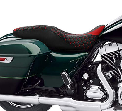 C.C. RIDER Octogon Highway 2-up Motorcycle Seat Driver Passenger Touring Seat for Harley Davison Electra Glide Classic Street Glide Road Glide 2009-2023 - color: Seat-Red Stitching