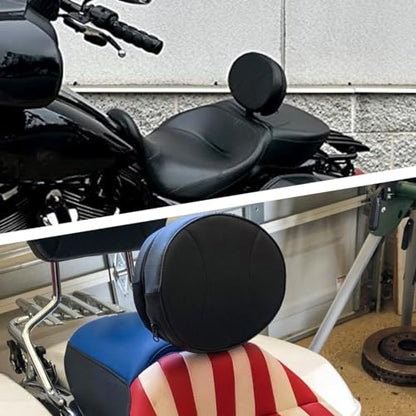 Adjustable Plug-in Rider Backrest Driver Backrest Custom Compatible With for 1997-2026 Harley Touring Road King Street Glide Road Glide Electra Glide With Removable Back Pocket - size: Double Line Style (Black)