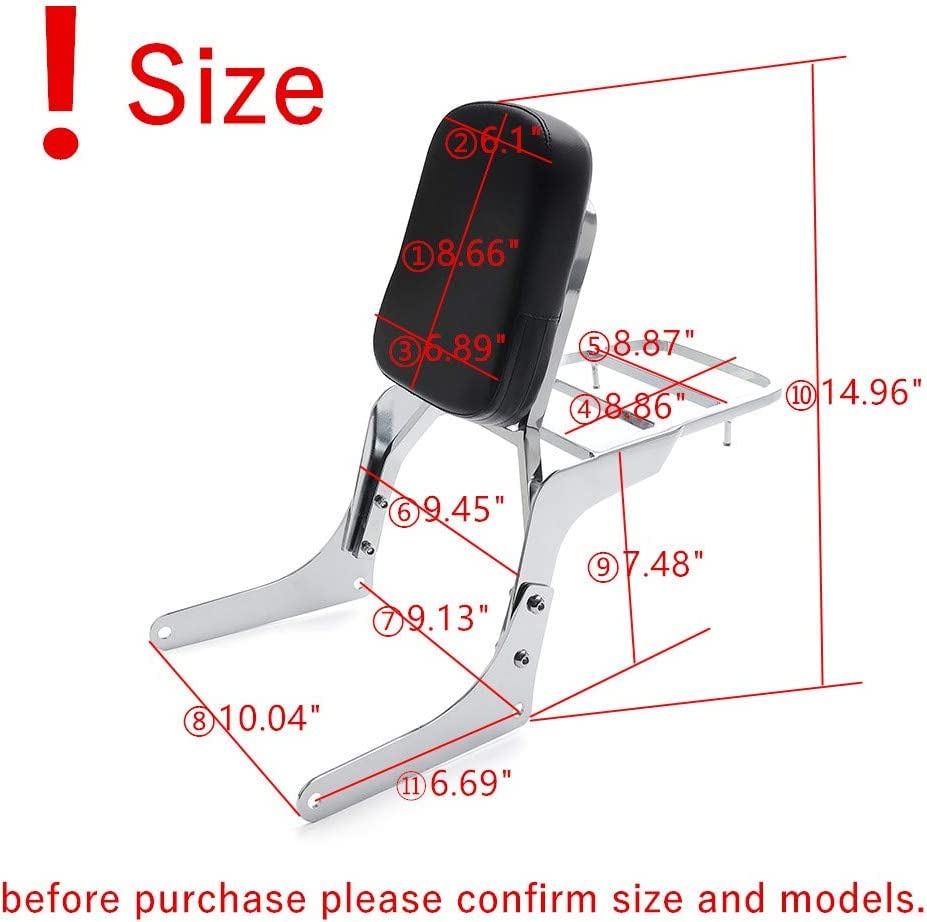 Motorcycle Rear Seat BackRest Sissy Bar Back Rest Compatible For Honda Rebel CA250 CMX250 CMX (Silver)