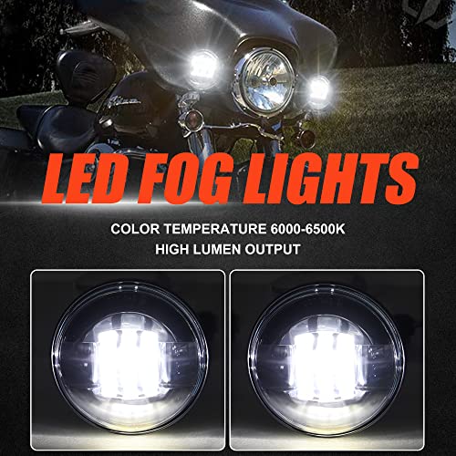 Motorcycle passing lights Led fog light 4.5 inch Auxiliary Light Projector Driving Lamp for Road king Electra Glide Softail H-D Fatboy(Black) - color: Black