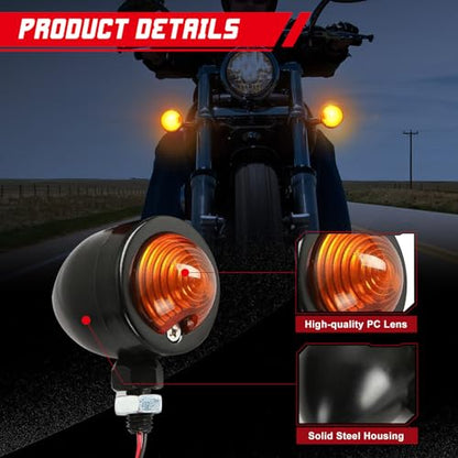 INNOGLOW Motorcycle Turn Signal Lights for Harley Kawasaki Suzuki Yamaha Motorcycle Custom Bike Cruiser Bobber (Aluminum) - color: Style-3