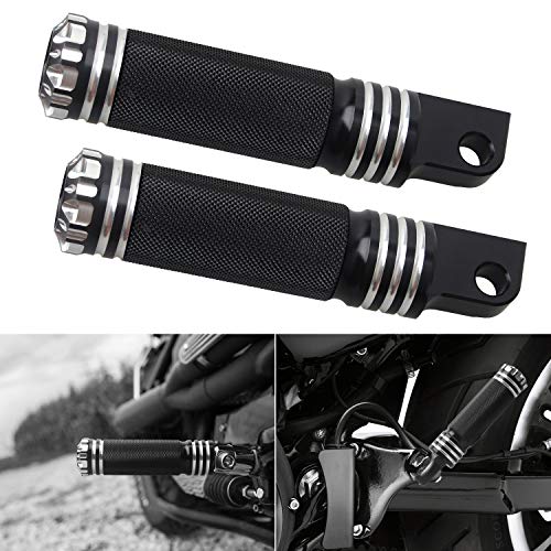 NTHREEAUTO Mounting Footpegs, Male Billet Footrests, Motorcycle Passenger Pedals Compatible with Harley Sportster, Dyna, Road King - color: Black/Chrome-2