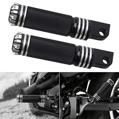 NTHREEAUTO Mounting Footpegs, Male Billet Footrests, Motorcycle Passenger Pedals Compatible with Harley Sportster, Dyna, Road King - color: Black/Chrome-2