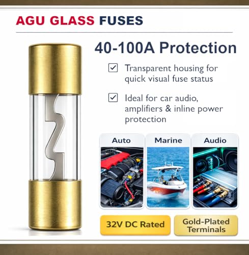 MGI SpeedWare AGU Glass Fuse Holder – Inline 12V Automotive Car Audio Fuse Block for Amplifiers, Car, Truck, Marine (No Fuse) - size: No Fuse