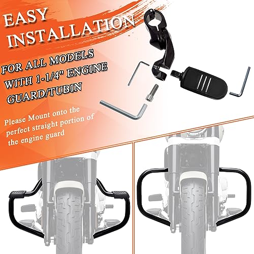 FOVPLUE 1.25" Highway Footpegs,Short Angled Adjustable Highway Pegs w/Mounts for Harley Touring Street Glide Electra Glide Road King Softail CVO Dyna Trike VRSC Sportster w/1-1/4" Engine Guard,Black#3 - color: Gloss Black Highway Footpegs