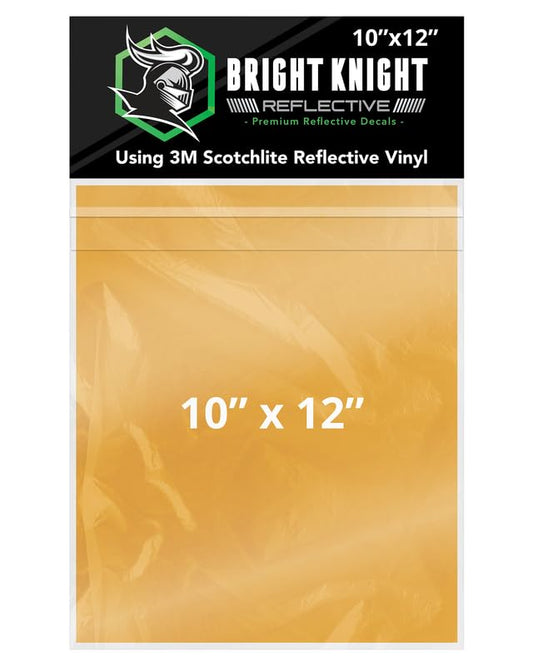 Bright Knight Decals Gold 3M Reflective Tape - 10x12 Flat Sheet Vinyl Motorcycle Helmet Stickers, Waterproof Safety Vinyl Wrap, Reflective Stickers for Helmet, Hard Hats, Cars, Bikes & Rims - color: Gold, size: 10x12