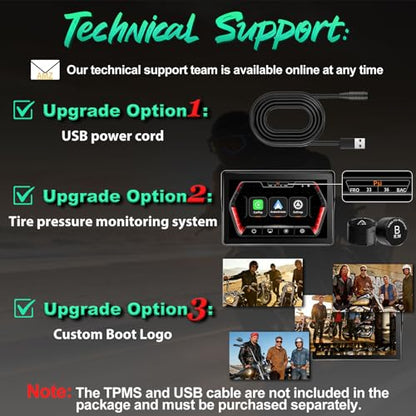 2026 YZW GPS Carplay 5 inch for Motorcycle with Wireless CarPlay & Android Auto, IP69K Waterproof Touch Screen, GPS Navigation, Supports Bluetooth, Siri/Google Voice Control, Custom Boot Logo, Bracket - size: 5 Inch Screen+Mounting Bracket