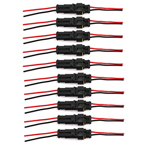 2 Pin Way Waterproof Electrical Connector Wire Harness 16 AWG Marine for Car, Truck, Boat, and Other Wire Connections 10 Pack - color: 10 Sets