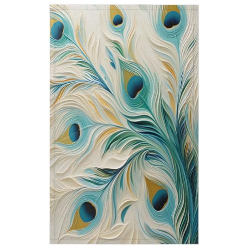 Feather Peacock Kitchen Towels Set of 2 Absorbent Drying Dish Towels Tea Towels Bar Towels Decoration Hand Towels for Home Bathroom Restaurants Cleaning - color: Seagreen