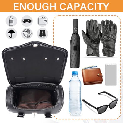 Fully Upgraded Motorcycle Bag With Password Lock,Anti-Theft,Thickened Pu Leather,Multi-Purpose Tail Bag/Motorcycle Tool Bag/Saddle Bag,Universal Black - color: Black