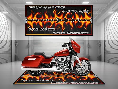 MPM Motorcycle Mat for American Motorcycles - Washable Non - Slip Oil & Water Resistant Parking Pitmat for Garage, Showroom, Work (Size 1: 86.6 x 39.4/220 x 100cm) - size: 3'3" x 7'3"
