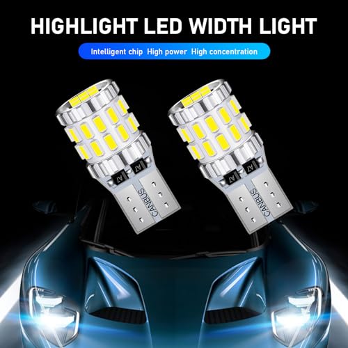 gunhunt Pack-2 Car Wide Lights, 3W Led Light Bulbs, Aluminum Reading Lights, License Plate Lights, Instrument Lights, Auto Bulb Replacements, Universal for Most Cars, Trucks, SUVs (White) - color: White