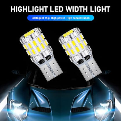 gunhunt Pack-2 Car Wide Lights, 3W Led Light Bulbs, Aluminum Reading Lights, License Plate Lights, Instrument Lights, Auto Bulb Replacements, Universal for Most Cars, Trucks, SUVs (White) - color: White