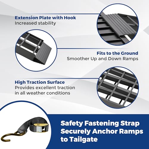 LEMNISCATE Motorcycle Ramp, Aluminum Loading Ramps for Pickup Trucks, 7.5FT Folding Bike Ramp with Handle & Buckle, for Bicycles, Lawn Mowers, UTV, ATV, 750 LBS Capacity, 89"x12", 1PC, Black - color: Black