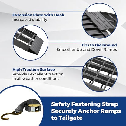 LEMNISCATE Motorcycle Ramp, Aluminum Loading Ramps for Pickup Trucks, 7.5FT Folding Bike Ramp with Handle & Buckle, for Bicycles, Lawn Mowers, UTV, ATV, 750 LBS Capacity, 89"x12", 1PC, Black - color: Black