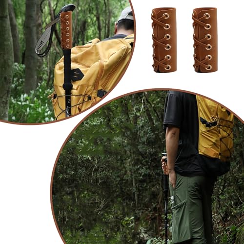 20 Pcs Leather Walking Stick Grip Kit, Leather Handlebar Grips Cover, Motorcycle Grip Covers Wraps for Motorbikes, Bicycles and Canes with 20 Pcs Strap 4.61 x 4.37 Inch
