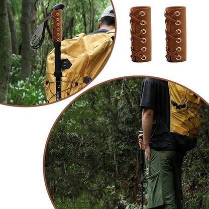 20 Pcs Leather Walking Stick Grip Kit, Leather Handlebar Grips Cover, Motorcycle Grip Covers Wraps for Motorbikes, Bicycles and Canes with 20 Pcs Strap 4.61 x 4.37 Inch