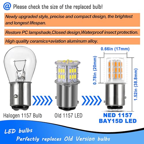 Heifymi 12 Volt BAY15D 1157 7528 2057 2357 LED Blinker Bulb Amber Yellow 3 Watt Replacement DC12-24V Side Maker Turn Signal Back Up Reverse Brake Paking Lights for Car Camper RV Trailer Boat, 2 Pack - color: Amber Yellow, size: BAY15D