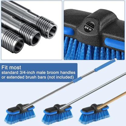 Car Wash Brush Head with Soft Bristle 8'', Car Cleaning Brush with Protective Bumper for Cleaning Auto Cars Trucks RV Boat Deck
