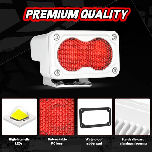 Red LED Pod Lights 3 Inch 2PCS Auxiliary Rear Fog Light Cube Off Road Backup Driving Light Bar Red Hunting Fishing Emergency Safety Signal Work Lights for Truck UTV Pickup Boat - color: Red