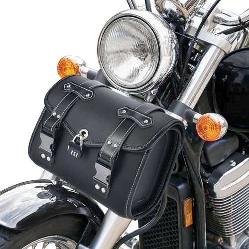 Fully Upgraded Motorcycle Bag With Password Lock,Anti-Theft,Thickened Pu Leather,Multi-Purpose Tail Bag/Motorcycle Tool Bag/Saddle Bag,Universal Black - color: Black