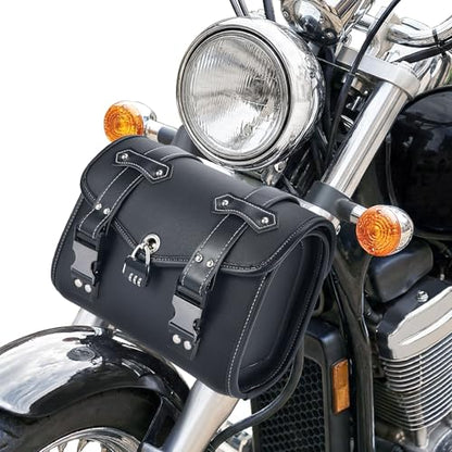 Fully Upgraded Motorcycle Bag With Password Lock,Anti-Theft,Thickened Pu Leather,Multi-Purpose Tail Bag/Motorcycle Tool Bag/Saddle Bag,Universal Black - color: Black