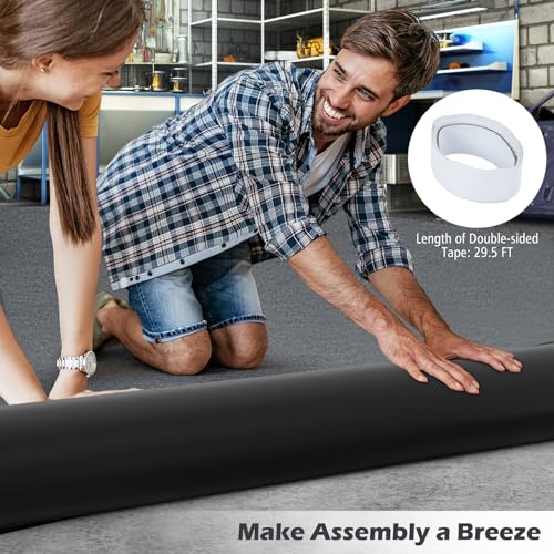 IRONMAX Garage Floor Mat 7.4’ x 17’ - Cuttable Garage Rug with Non-Slip Waterproof Backing, Washable Floor Protector, Oil Absorbent Parking Mat for Under Car, Motorcycle & Golf Cart - size: 7'4" x 17'